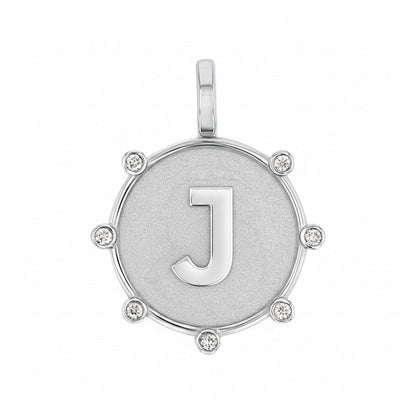 Initial Letter Medallion Charm - Lotus Diamond