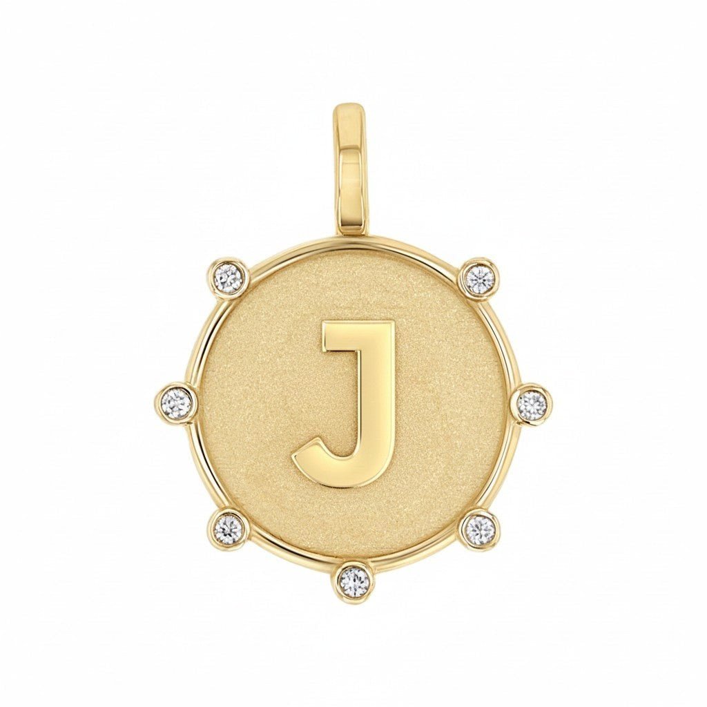 Initial Letter Medallion Charm - Lotus Diamond