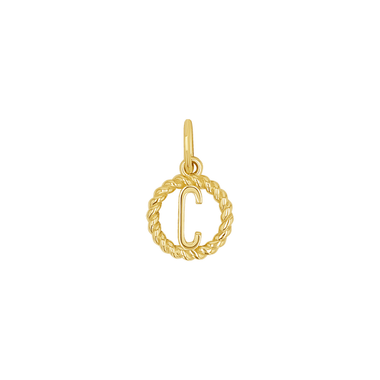Initial Twist Medallion Charm - Lotus Diamond