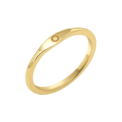 Initial Wire Stacking Band - Lotus Diamond