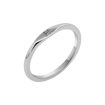 Initial Wire Stacking Band - Lotus Diamond