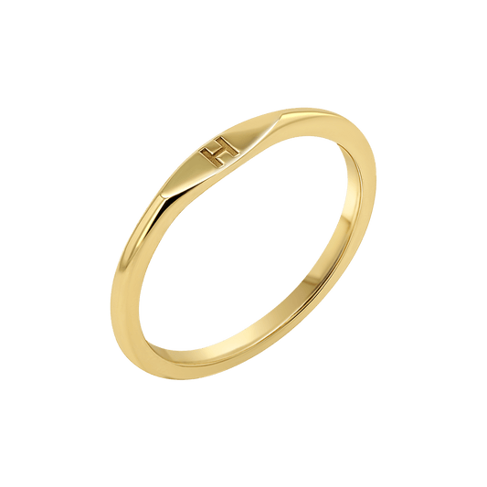 Initial Wire Stacking Band - Lotus Diamond