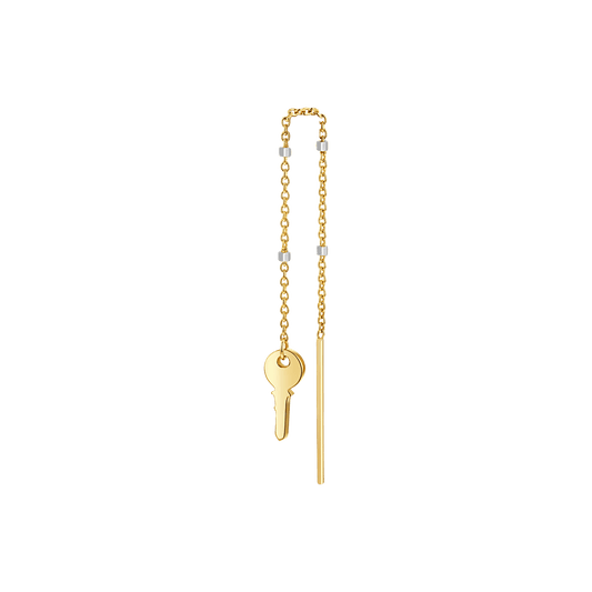 Key Sparkle Chain Threader Earring - Lotus Diamond