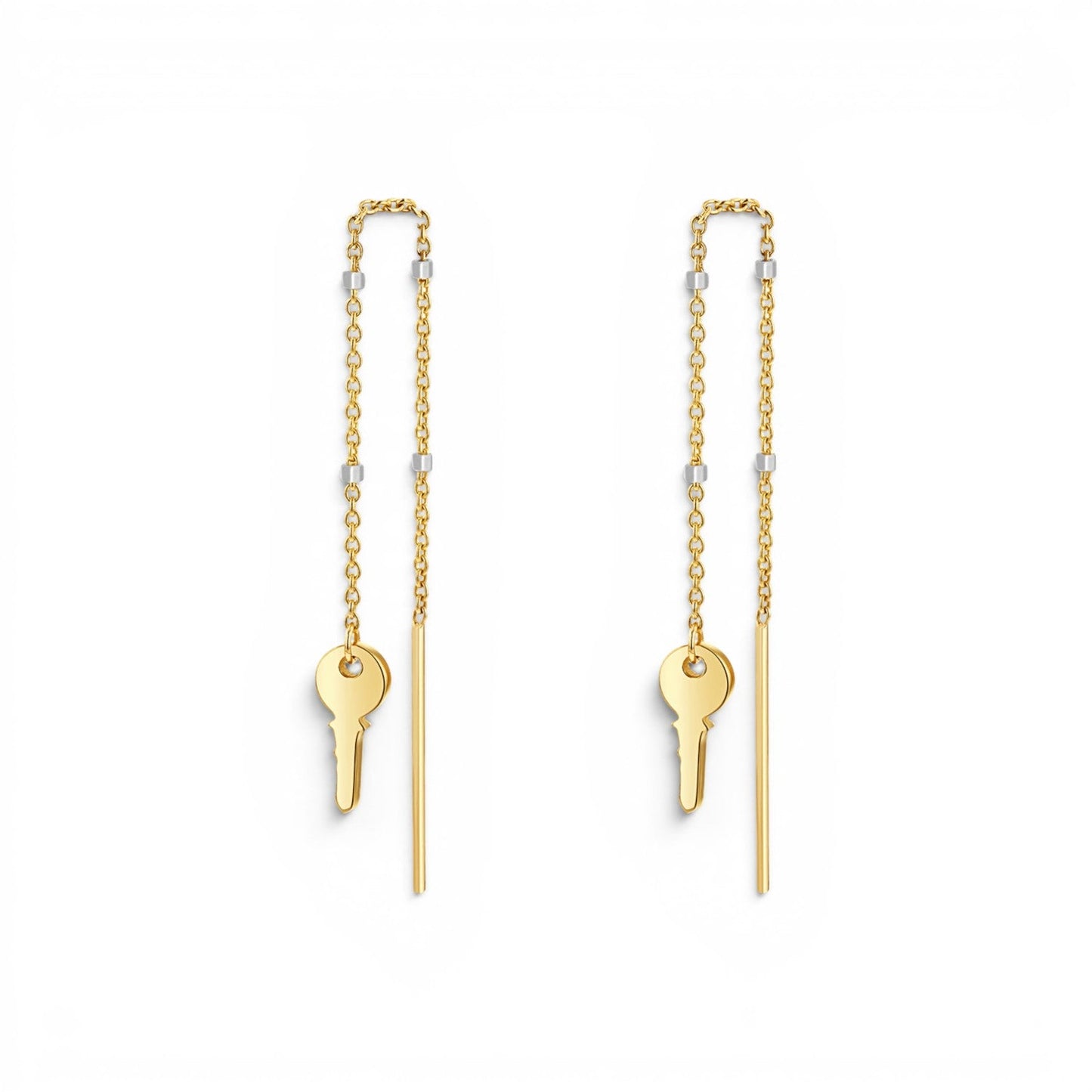 Key Sparkle Chain Threader Earring - Lotus Diamond