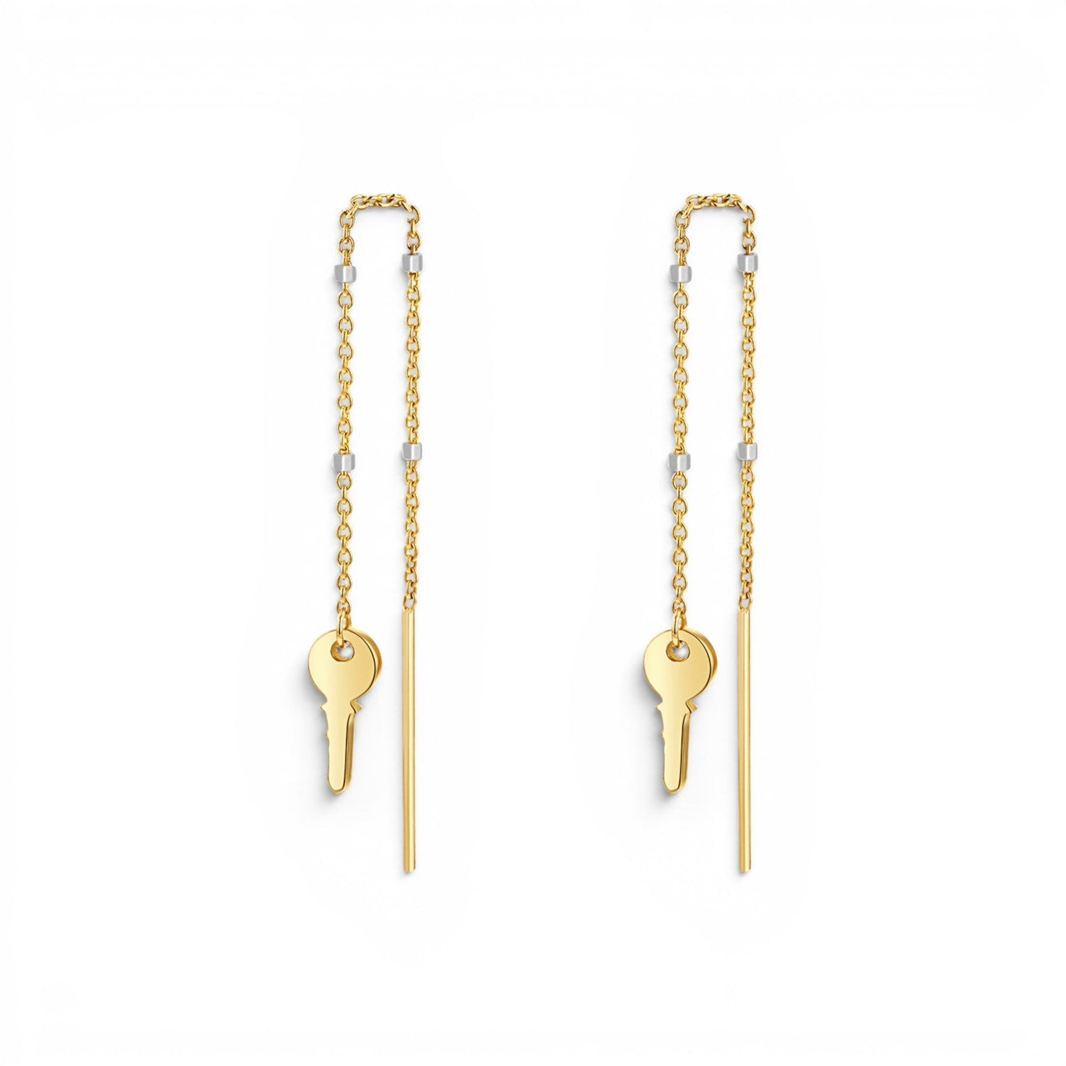 Key Sparkle Chain Threader Earring - Lotus Diamond