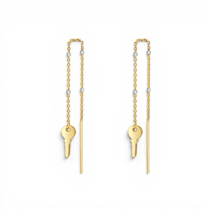Key Sparkle Chain Threader Earring - Lotus Diamond