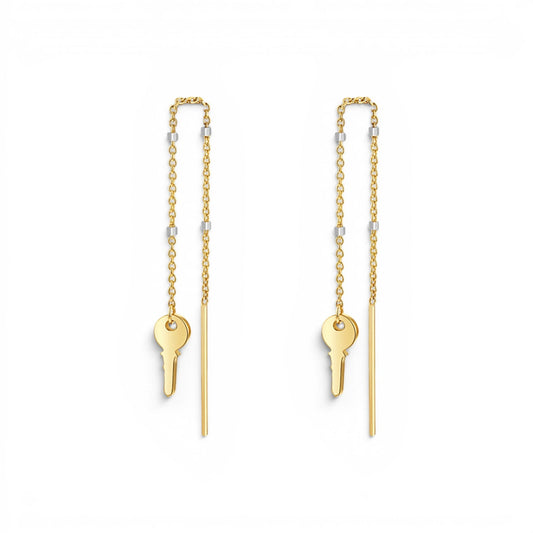 Key Sparkle Chain Threader Earring - Lotus Diamond