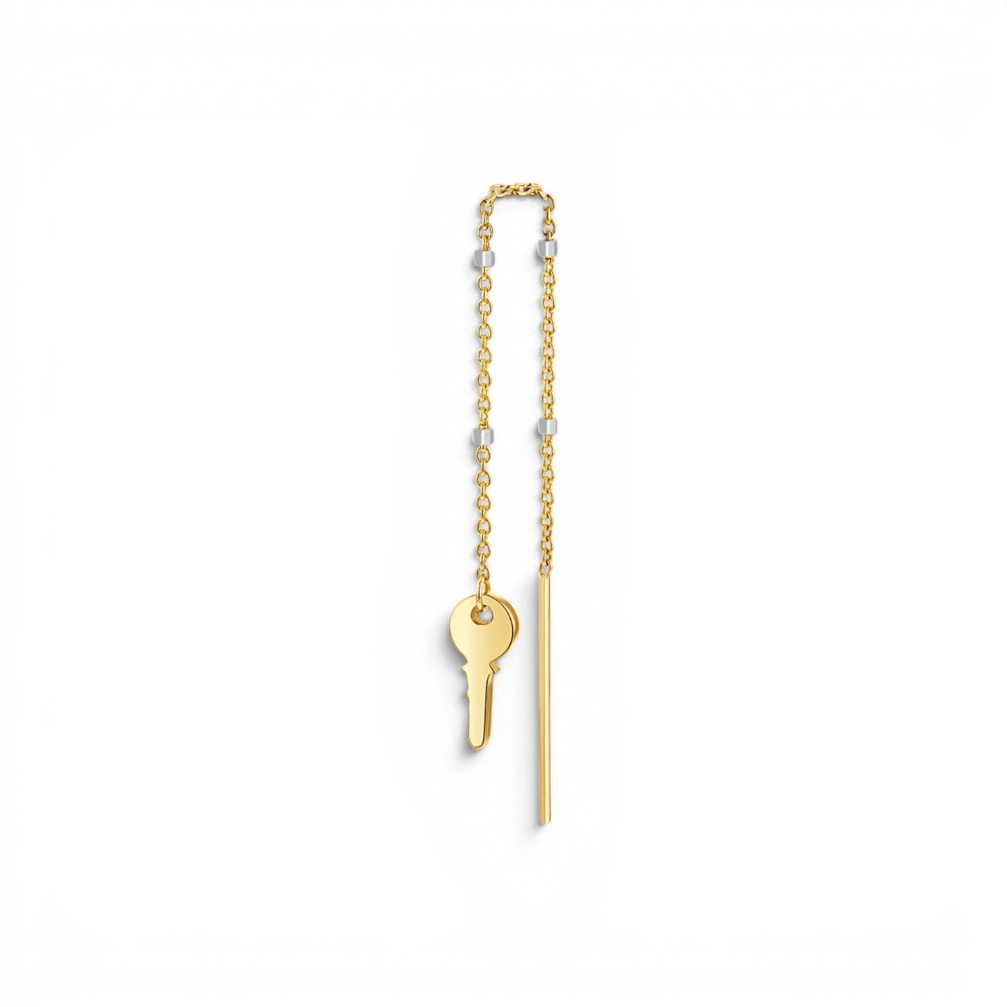 Key Sparkle Chain Threader Earring - Lotus Diamond