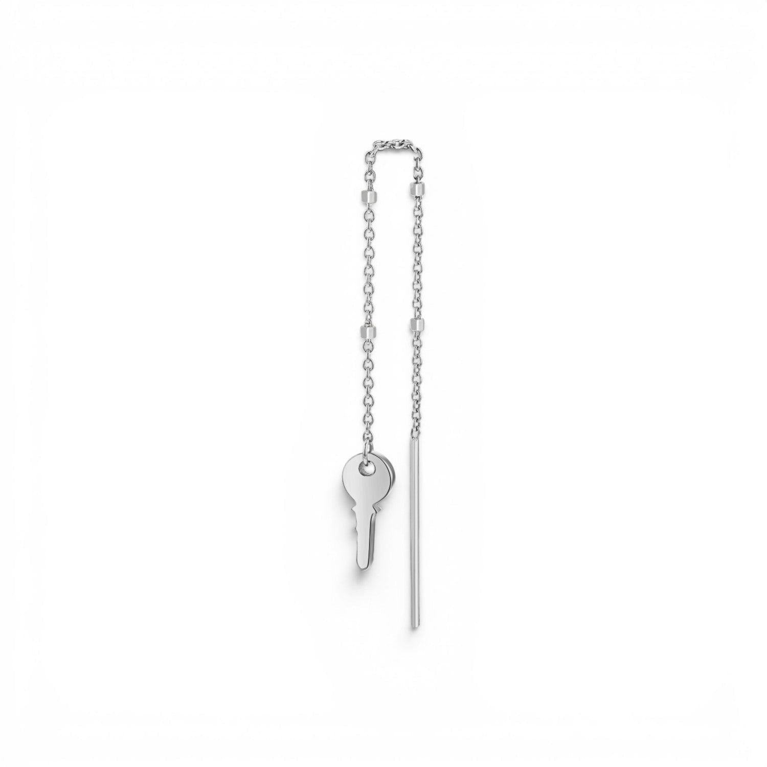 Key Sparkle Chain Threader Earring - Lotus Diamond