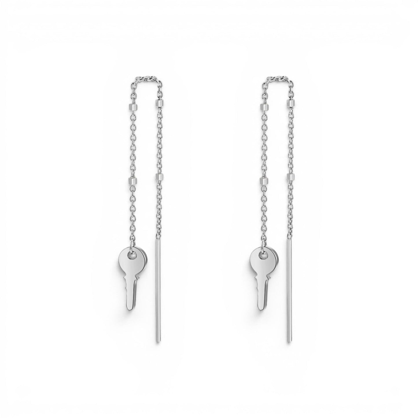 Key Sparkle Chain Threader Earring - Lotus Diamond