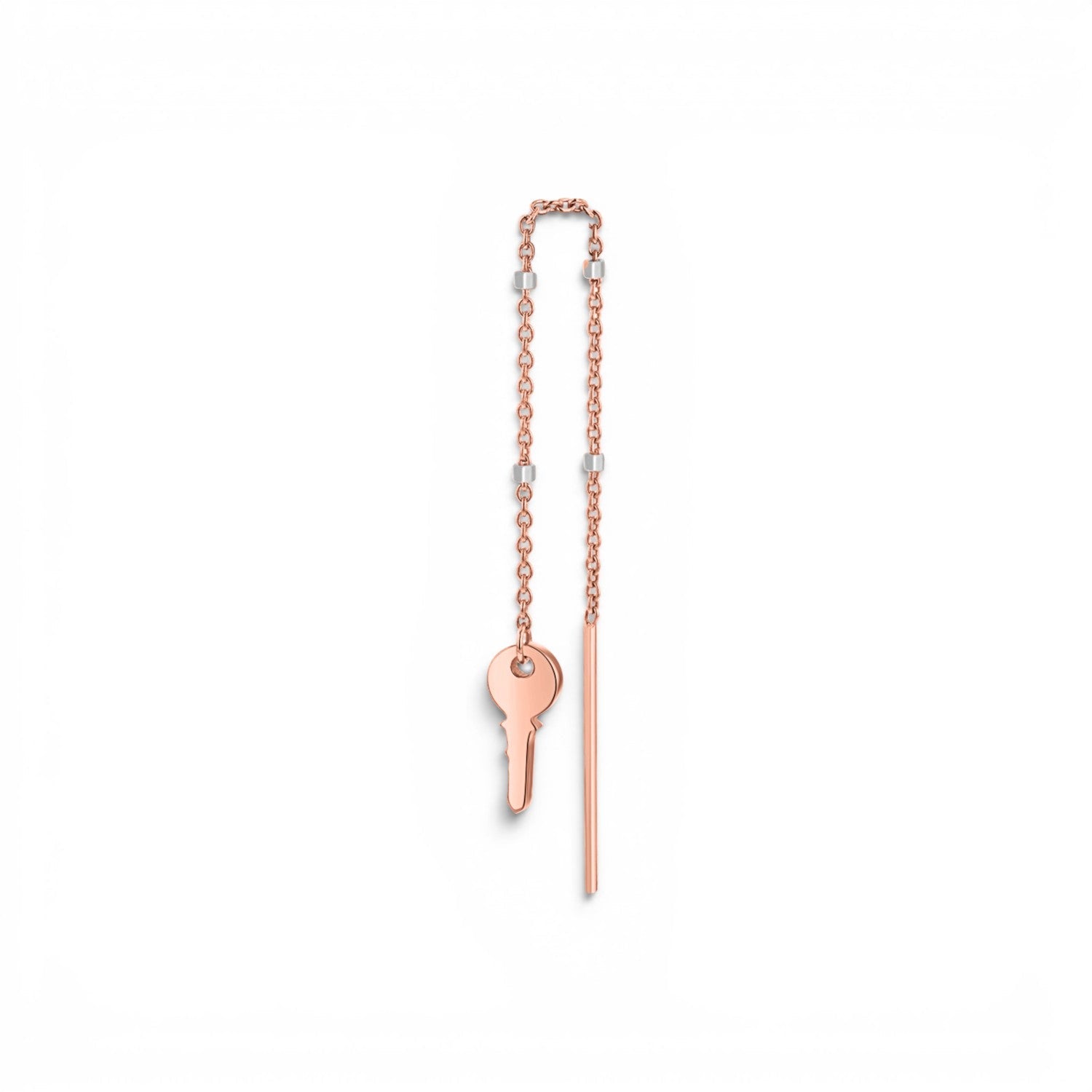 Key Sparkle Chain Threader Earring - Lotus Diamond