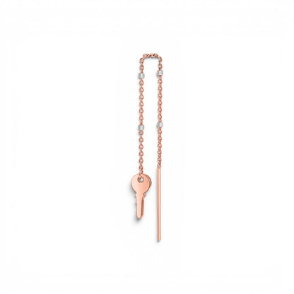 Key Sparkle Chain Threader Earring - Lotus Diamond