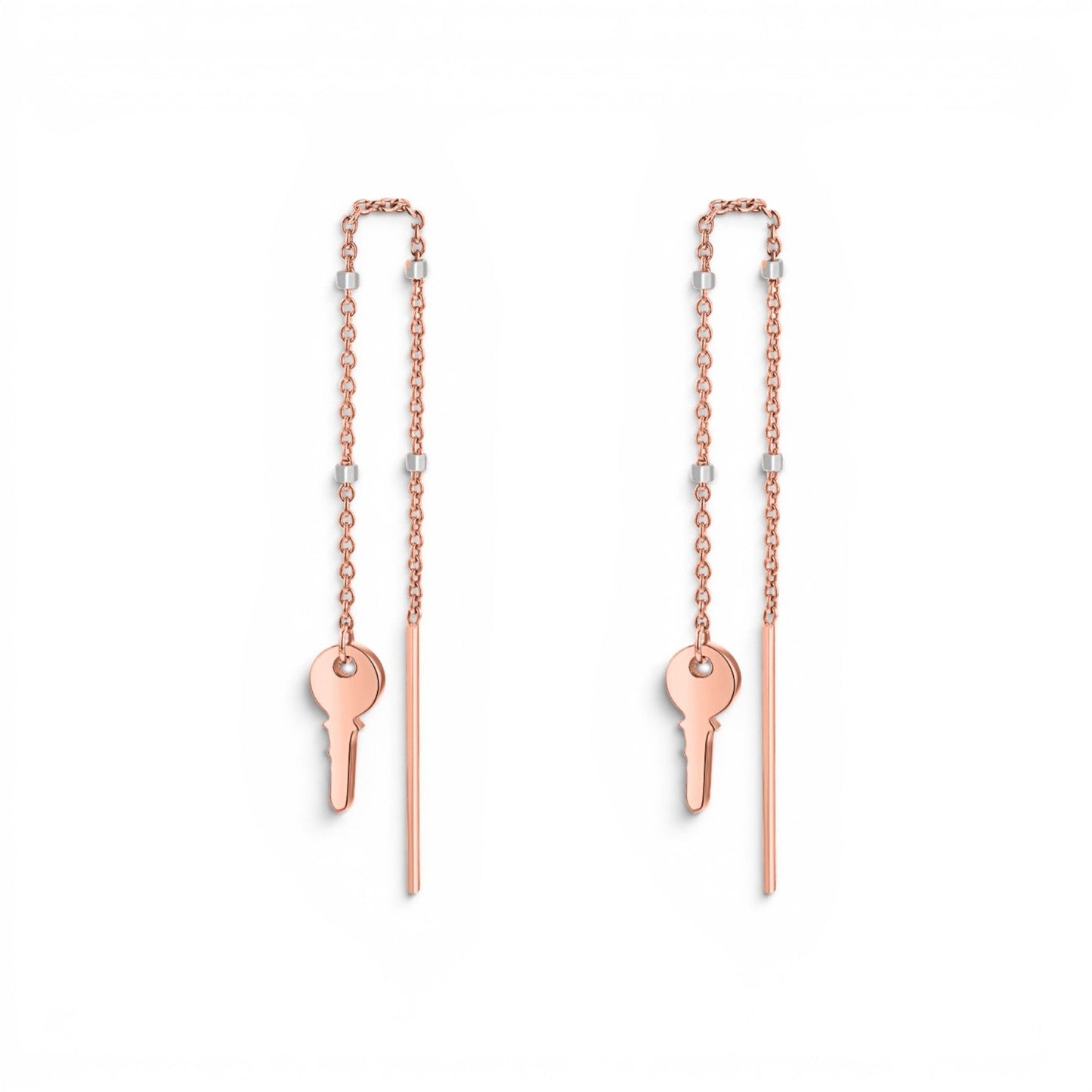 Key Sparkle Chain Threader Earring - Lotus Diamond