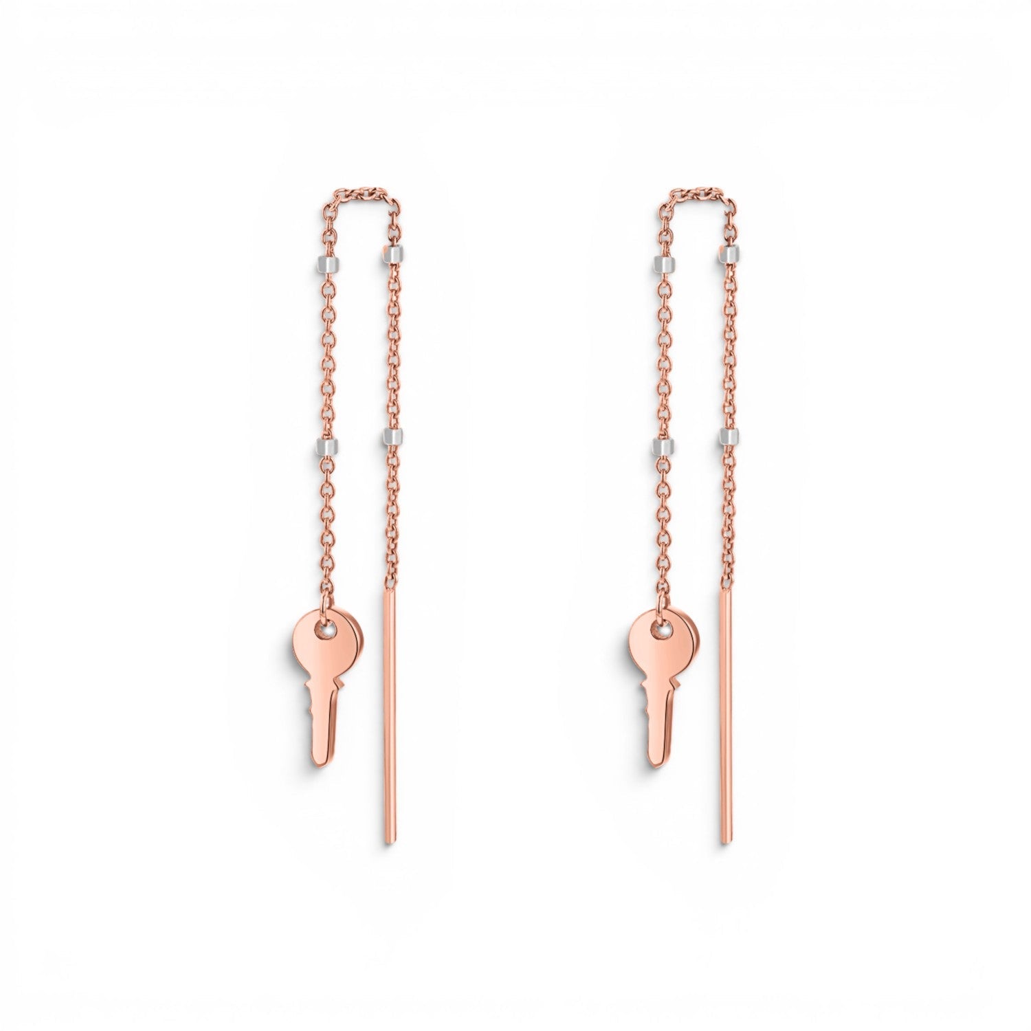 Key Sparkle Chain Threader Earring - Lotus Diamond