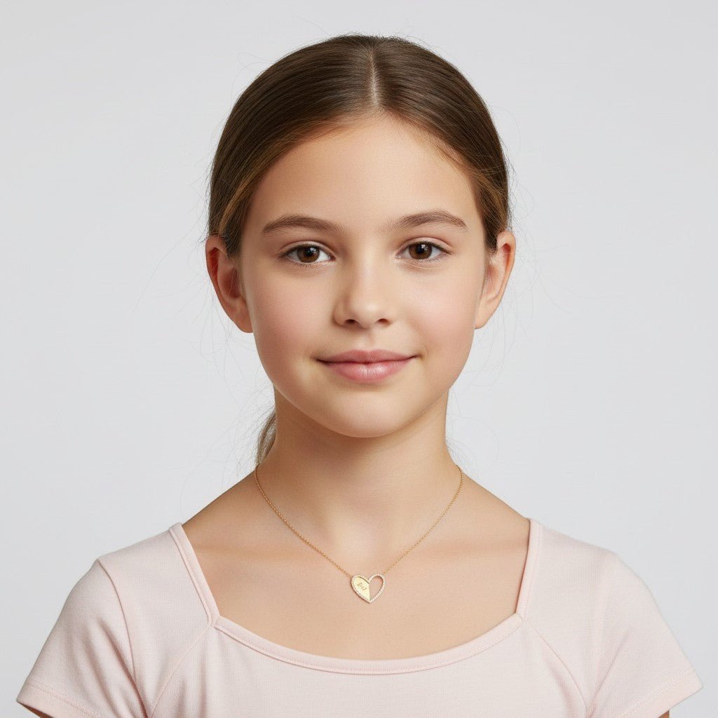 Kids Best Friend Heart Necklaces (Set of 2) - Lotus Diamond