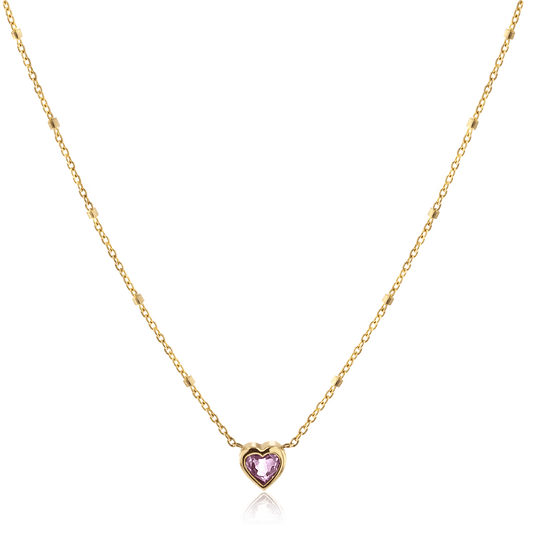 Kids Bezel Heart Necklace - Lotus Diamond