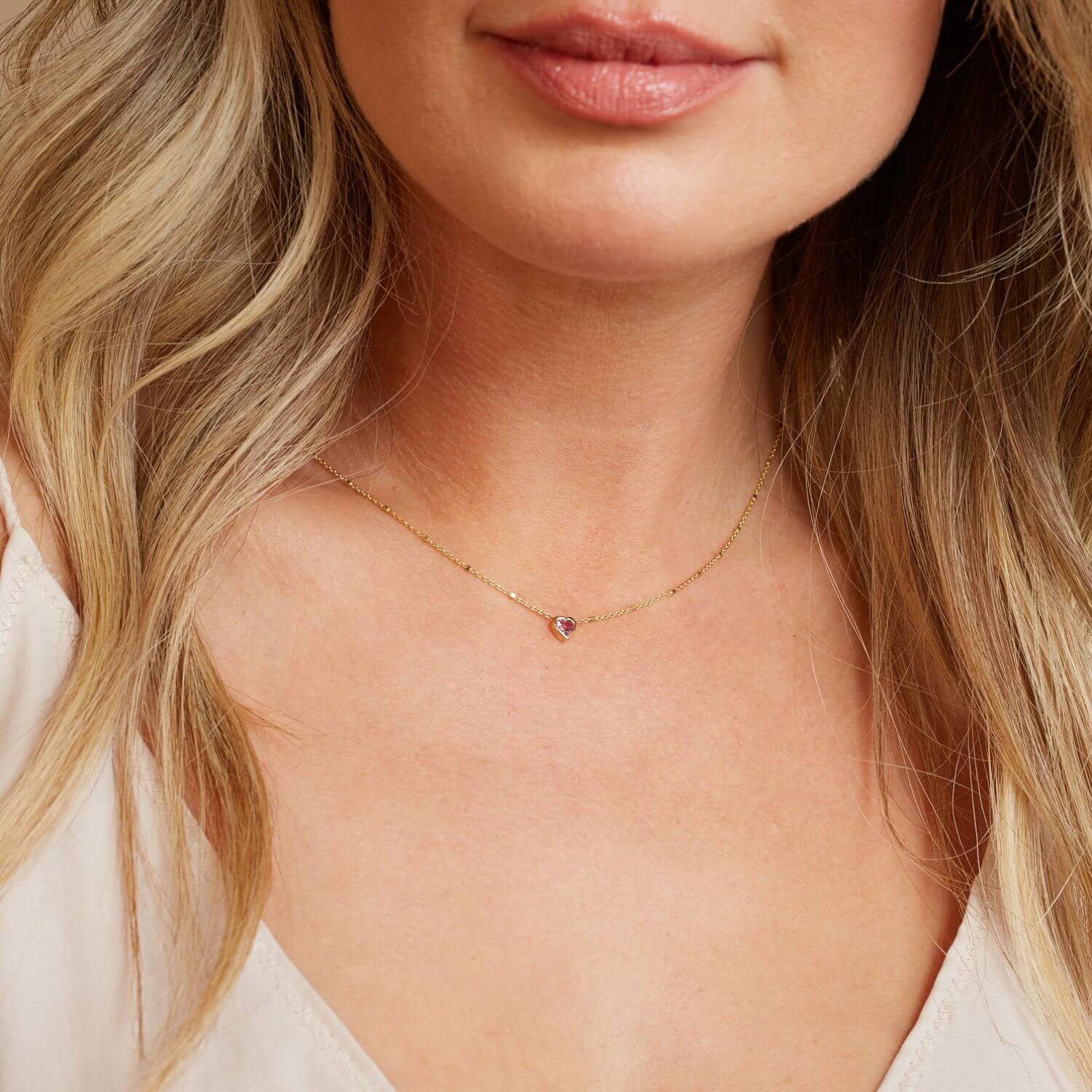 Kids Bezel Heart Necklace - Lotus Diamond