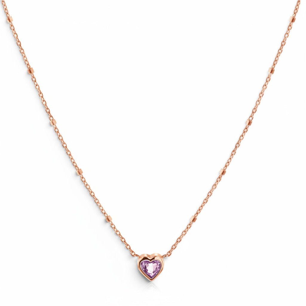 Kids Bezel Heart Necklace - Lotus Diamond