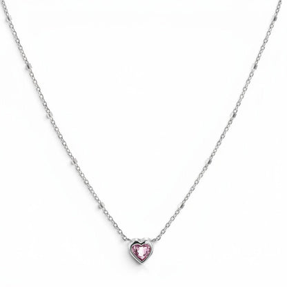 Kids Bezel Heart Necklace - Lotus Diamond