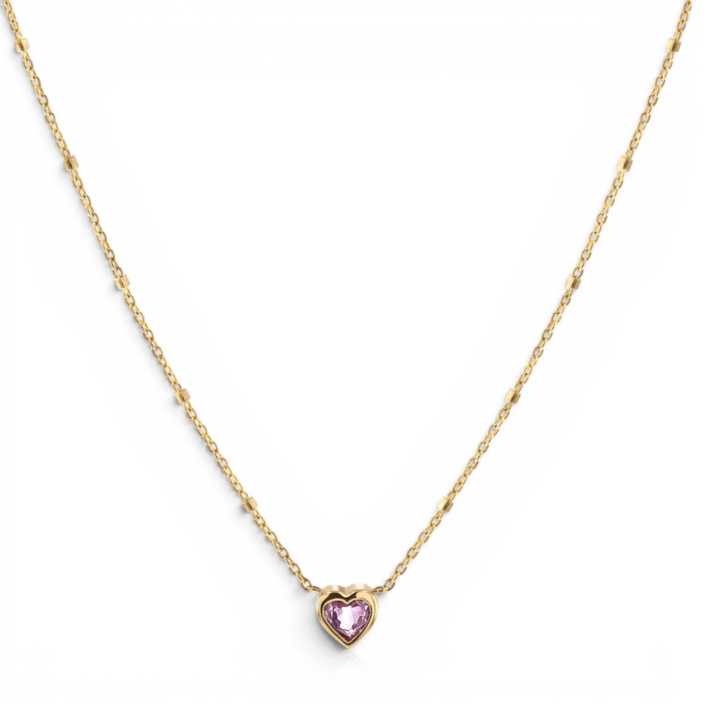 Kids Bezel Heart Necklace - Lotus Diamond