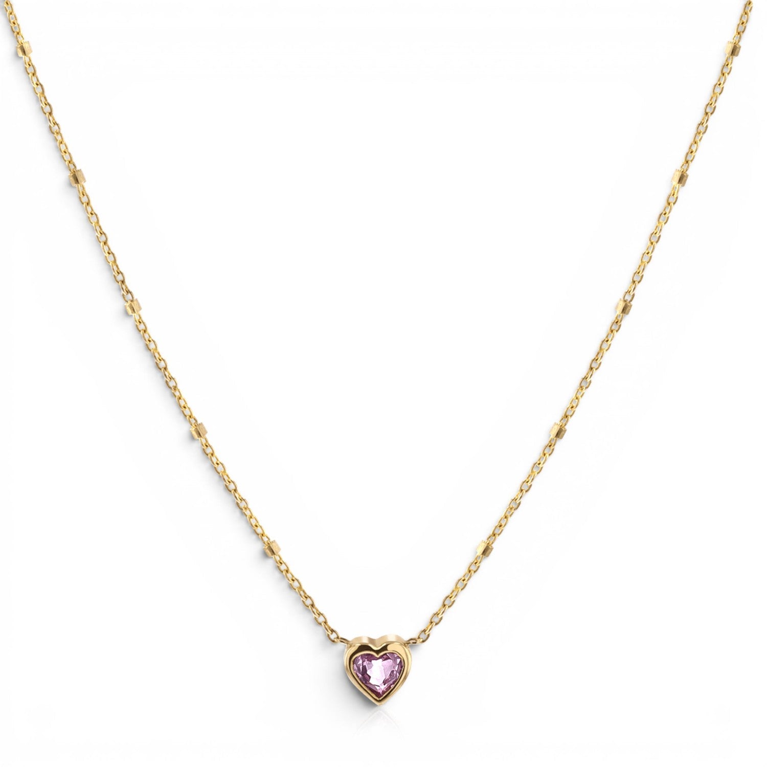Kids Bezel Heart Necklace - Lotus Diamond