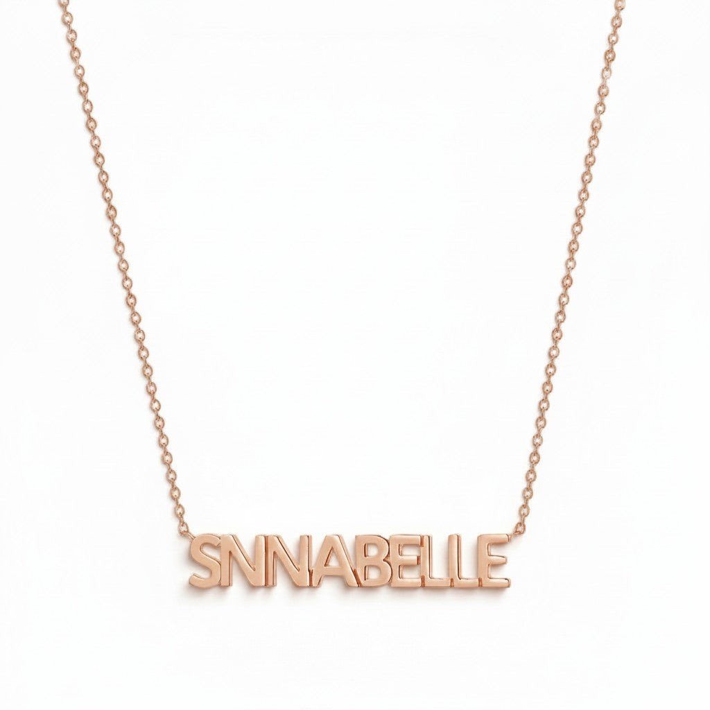 Kids Block Letter Name Necklace - Lotus Diamond