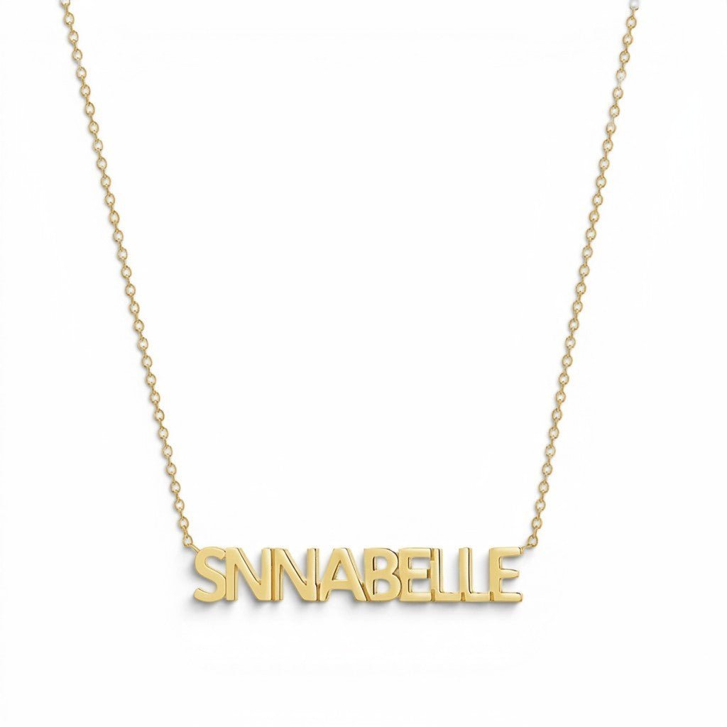 Kids Block Letter Name Necklace - Lotus Diamond