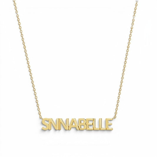 Kids Block Letter Name Necklace - Lotus Diamond