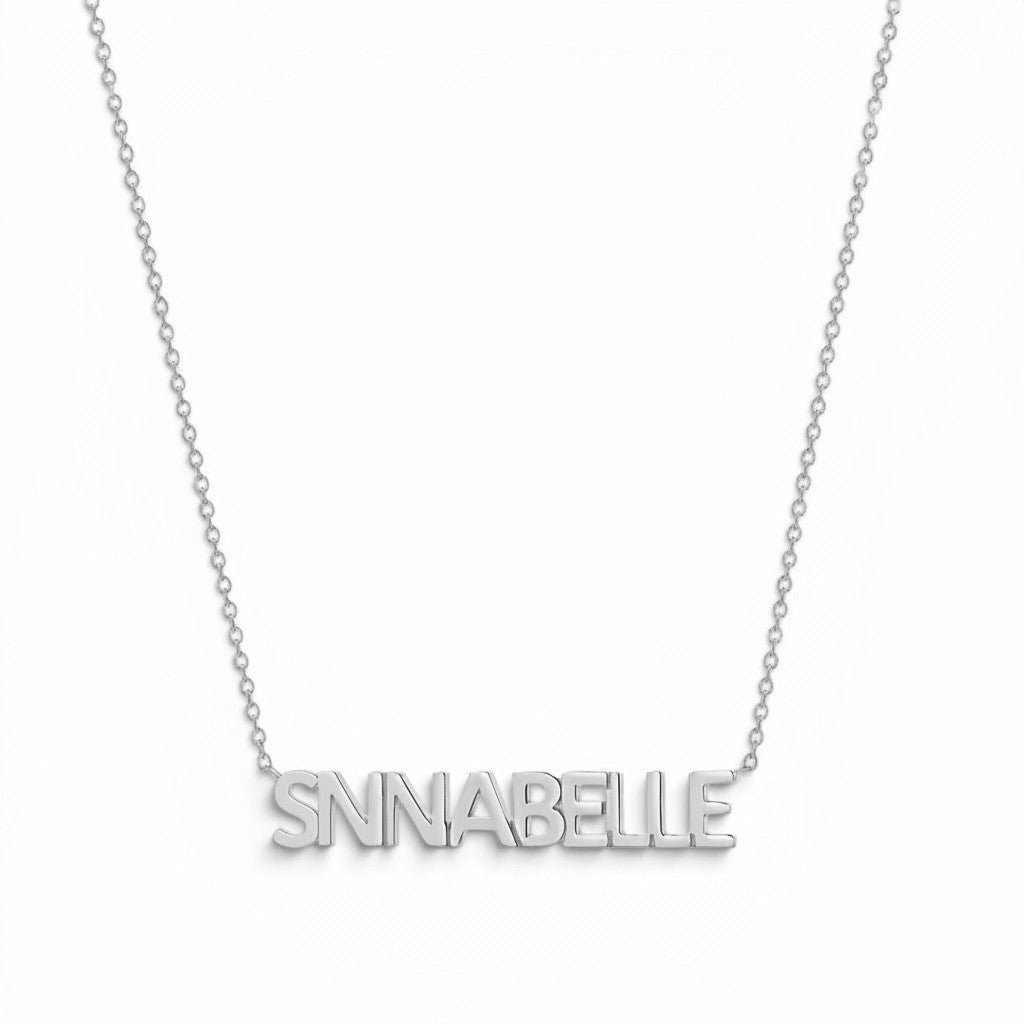 Kids Block Letter Name Necklace - Lotus Diamond