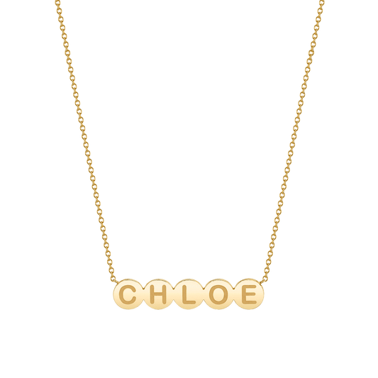 Kids Bubble Round Engravable Necklace - Lotus Diamond