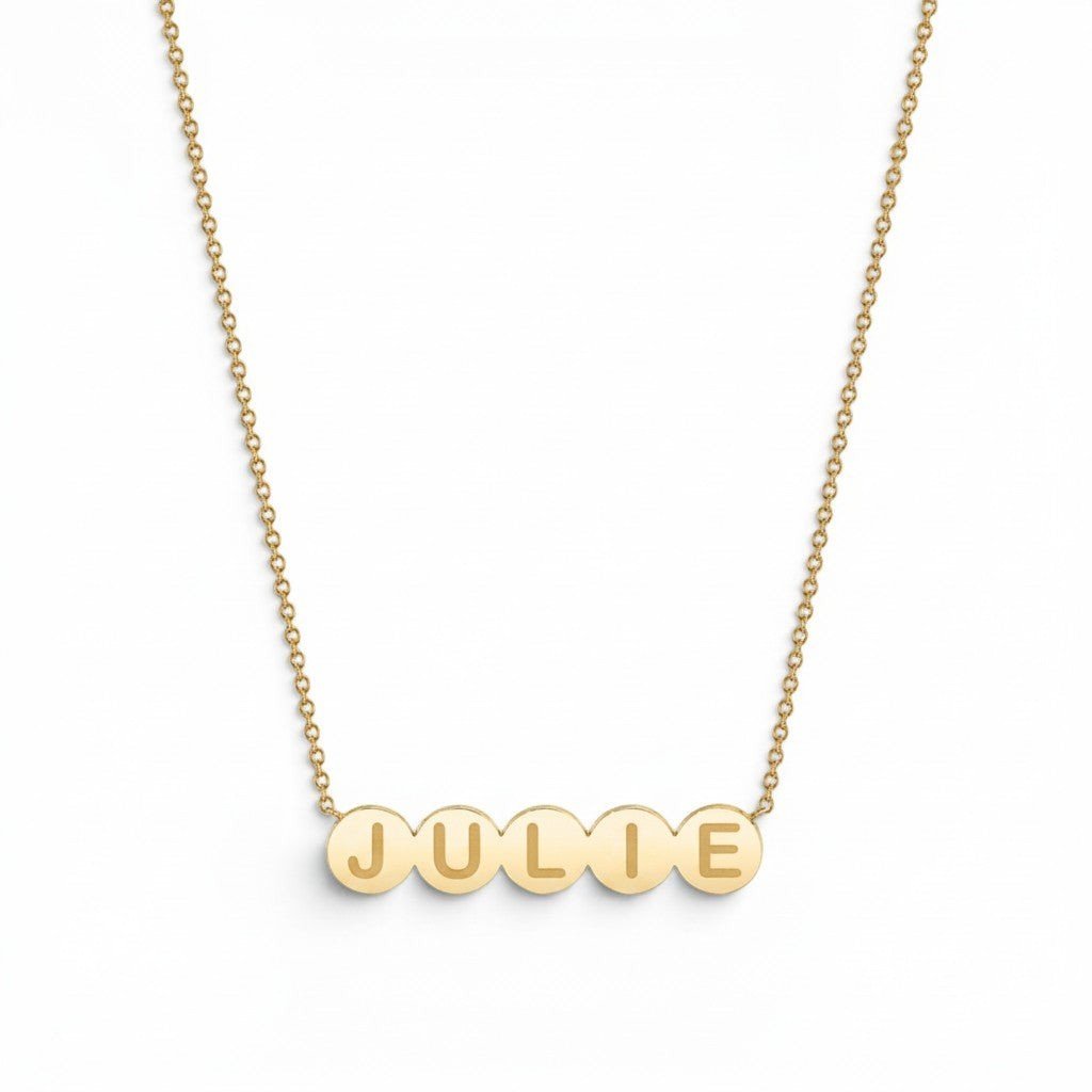 Kids Bubble Round Engravable Necklace - Lotus Diamond