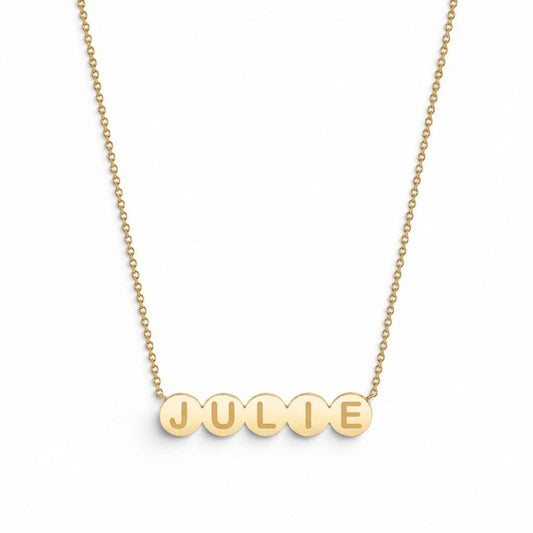 Kids Bubble Round Engravable Necklace - Lotus Diamond