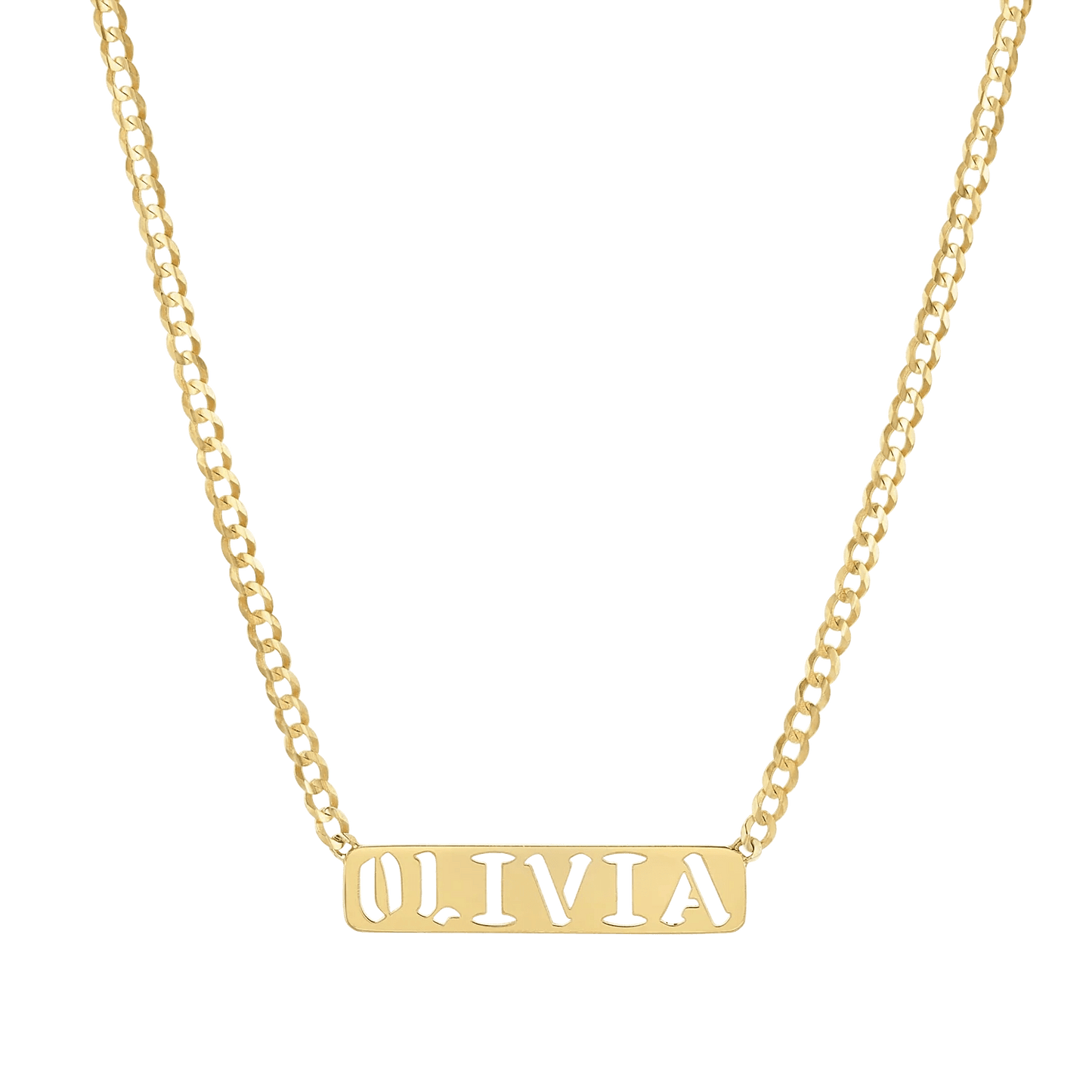 Kids Cuban Link Custom Nameplate Necklace - Lotus Diamond