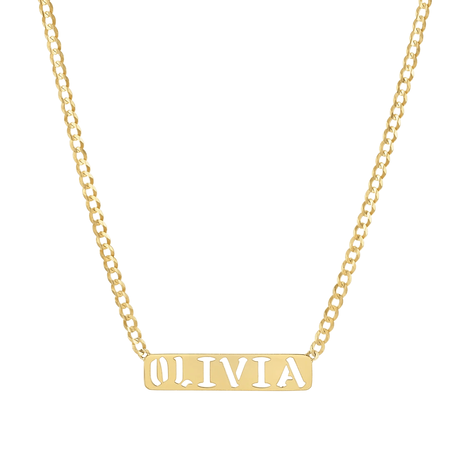Kids Cuban Link Custom Nameplate Necklace - Lotus Diamond