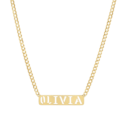 Kids Cuban Link Custom Nameplate Necklace - Lotus Diamond