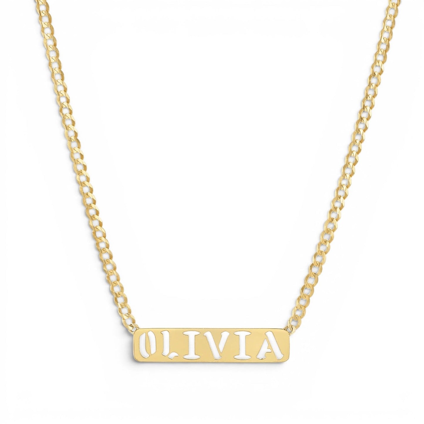 Kids Cuban Link Custom Nameplate Necklace - Lotus Diamond