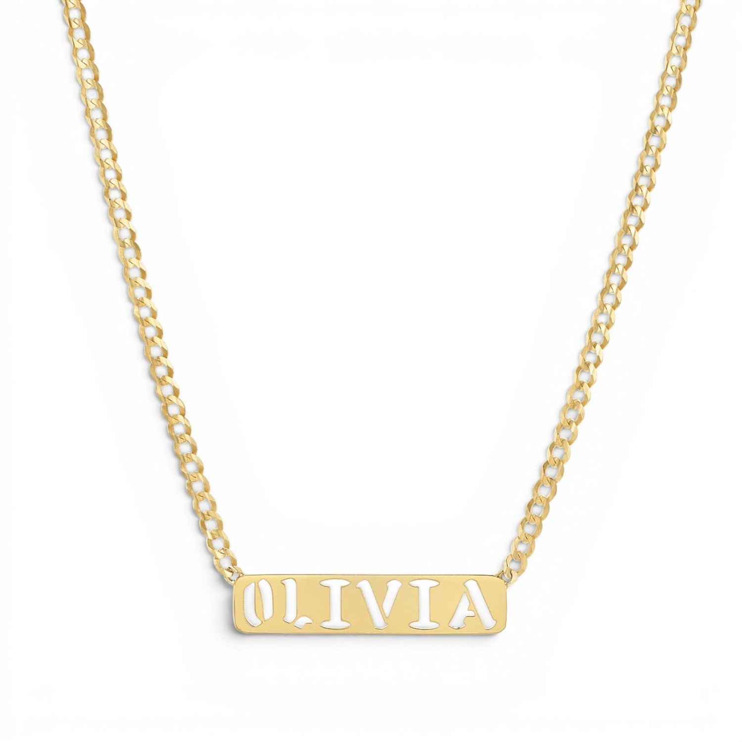 Kids Cuban Link Custom Nameplate Necklace - Lotus Diamond