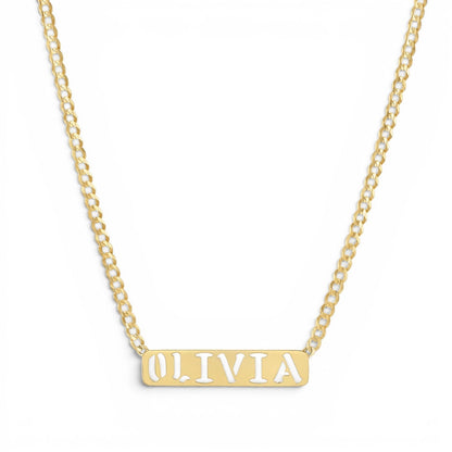Kids Cuban Link Custom Nameplate Necklace - Lotus Diamond