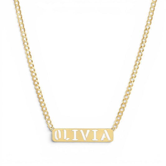 Kids Cuban Link Custom Nameplate Necklace - Lotus Diamond