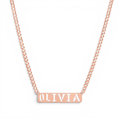 Kids Cuban Link Custom Nameplate Necklace - Lotus Diamond