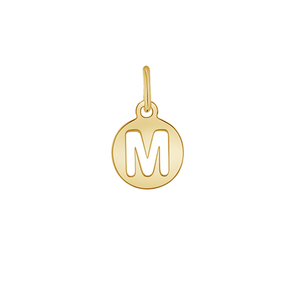 Kids Cut - Out Round Initial Letter Charm - Lotus Diamond