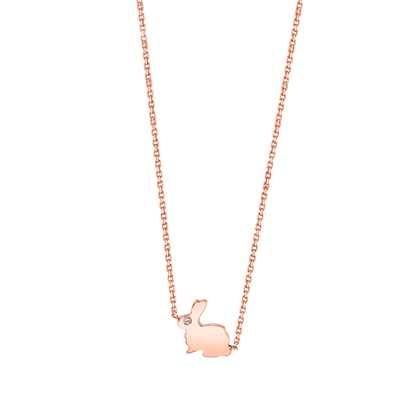 Kids Dainty Bunny Rabbit Necklace - Lotus Diamond