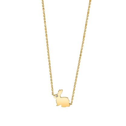 Kids Dainty Bunny Rabbit Necklace - Lotus Diamond