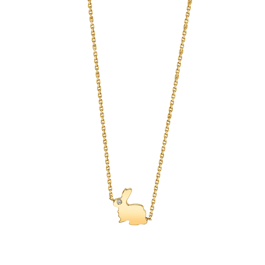 Kids Dainty Bunny Rabbit Necklace - Lotus Diamond