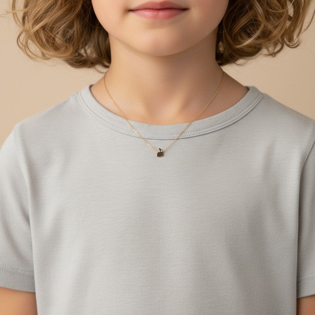 Kids Dainty Bunny Rabbit Necklace - Lotus Diamond