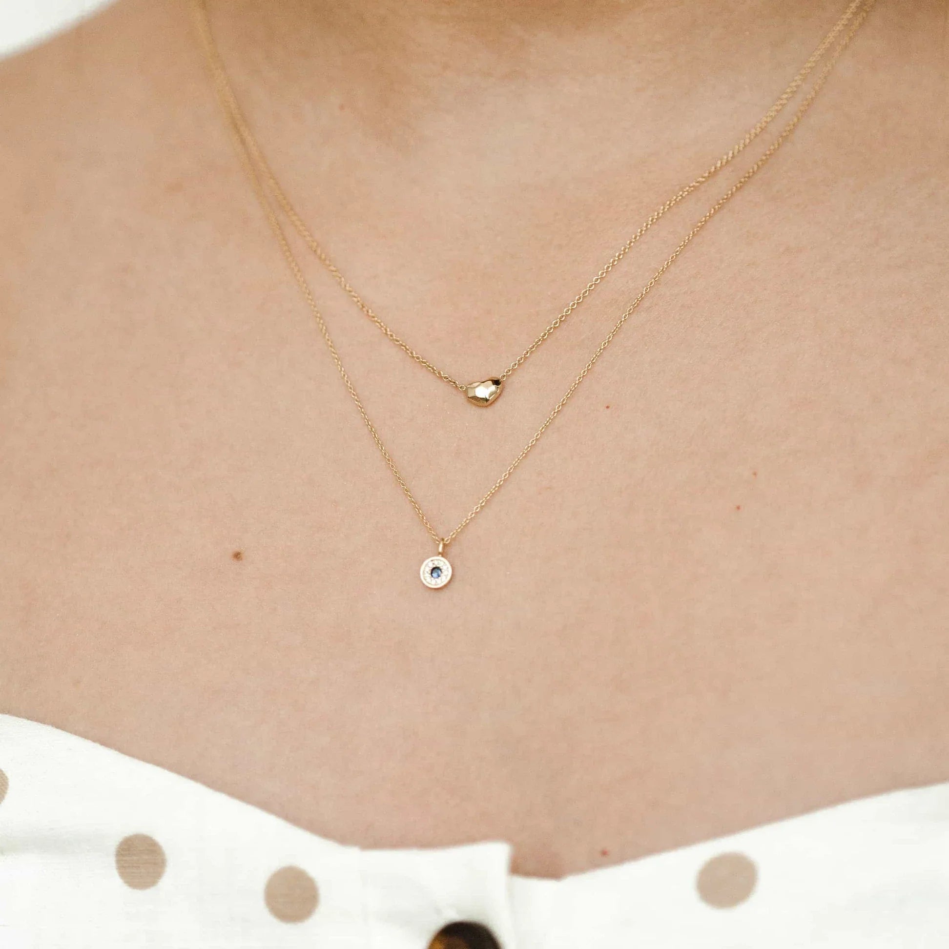 Kids Dainty Round Evil Eye Necklace - Lotus Diamond