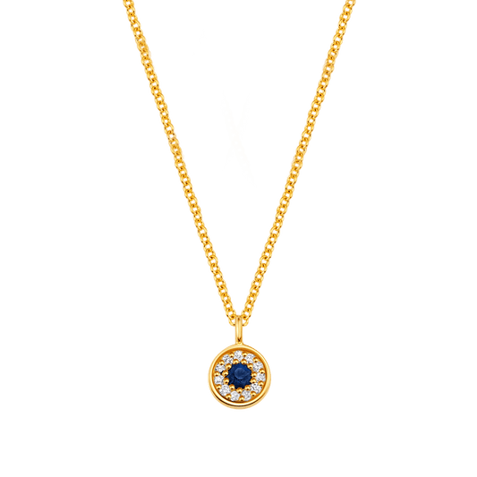 Kids Dainty Round Evil Eye Necklace - Lotus Diamond