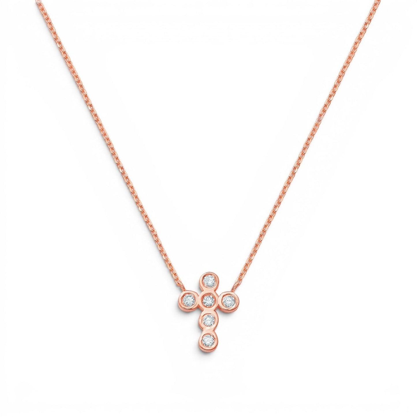 Kids Diamond Bezel Cross Necklace - Lotus Diamond