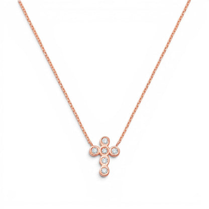 Kids Diamond Bezel Cross Necklace - Lotus Diamond
