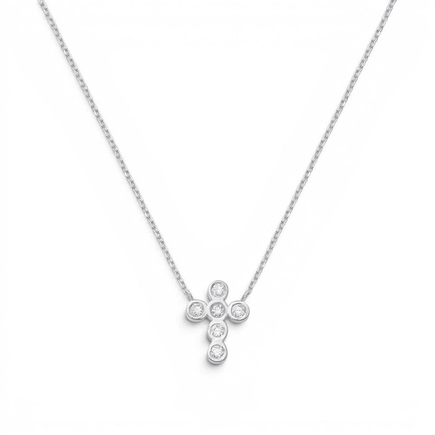 Kids Diamond Bezel Cross Necklace - Lotus Diamond